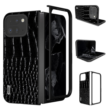 For Google Pixel 9 Pro Fold ABEEL Genuine Leather Crocodile Pattern Black Edge Phone Case(Black) - Google Cases by buy2fix | Online Shopping UK | buy2fix