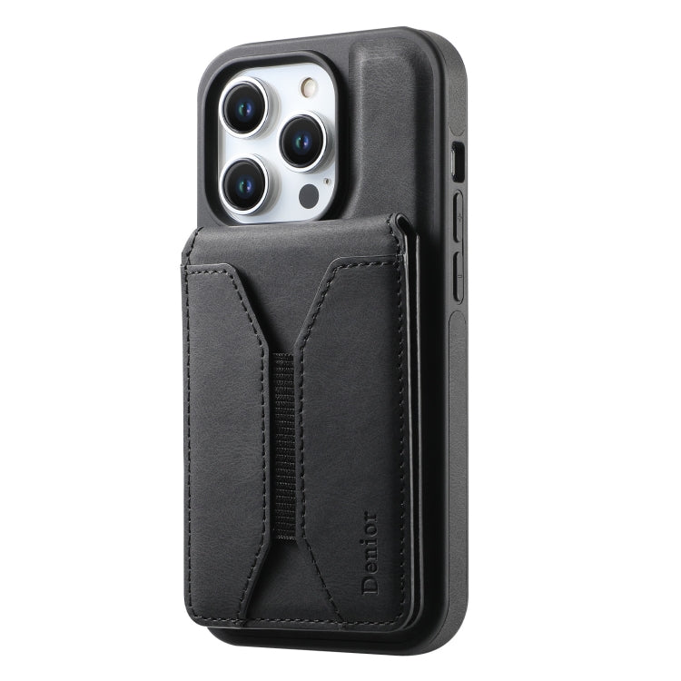 For iPhone 14 / 13 Denior D17 Skin Feel MagSafe Detachable Card Slot Phone Case(Black) - iPhone 14 Cases by Denior | Online Shopping UK | buy2fix