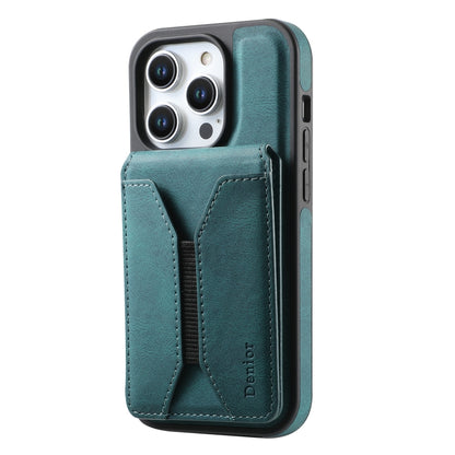 For iPhone 14 Pro Denior D17 Skin Feel MagSafe Detachable Card Slot Phone Case(Blue) - iPhone 14 Pro Cases by Denior | Online Shopping UK | buy2fix