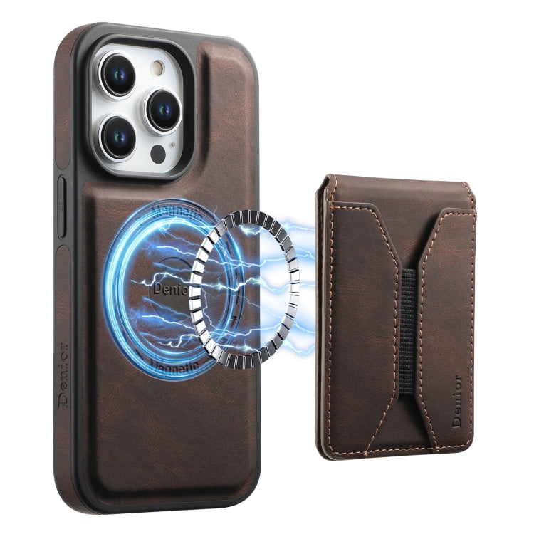 For iPhone 16 Pro Denior D17 Skin Feel MagSafe Detachable Card Slot Phone Case(Brown) - iPhone 16 Pro Cases by Denior | Online Shopping UK | buy2fix