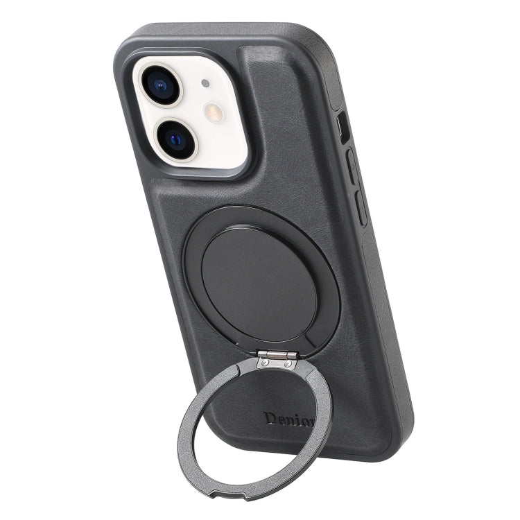 For iPhone 12 / 12 Pro Denior A14 Skin Feel Rotating Holder MagSafe Phone Case(Black) - iPhone 12 / 12 Pro Cases by Denior | Online Shopping UK | buy2fix