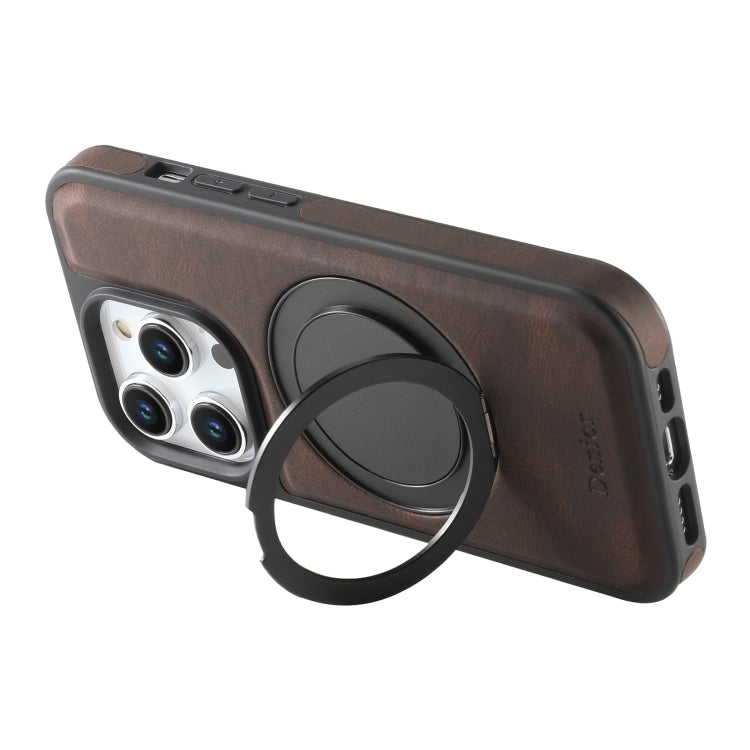 For iPhone 13 Pro Max Denior A14 Skin Feel Rotating Holder MagSafe Phone Case(Brown) - iPhone 13 Pro Max Cases by Denior | Online Shopping UK | buy2fix