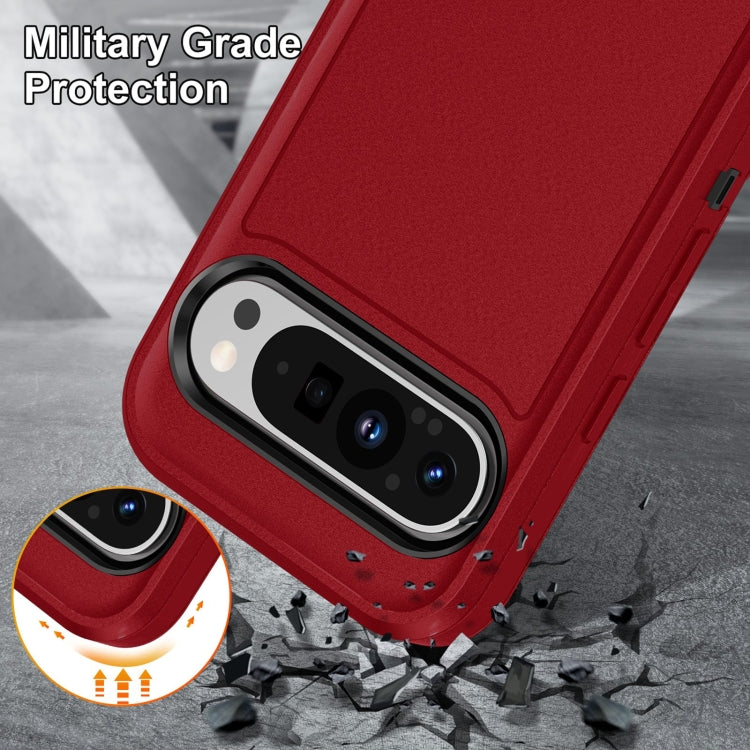 For Google Pixel 9 Rugged PC + Silicone Phone Case with Holder(Red+Black) - Google Cases by buy2fix | Online Shopping UK | buy2fix