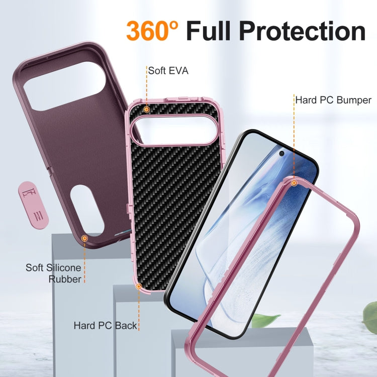 For Google Pixel 9 Rugged PC + Silicone Phone Case with Holder(Purple+Pink) - Google Cases by buy2fix | Online Shopping UK | buy2fix