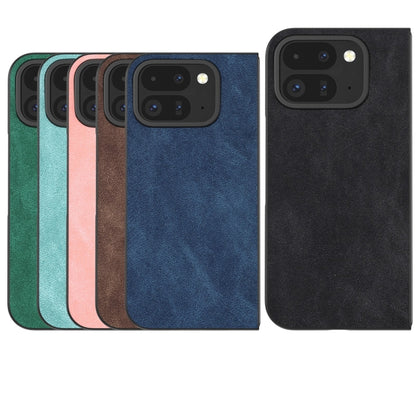 For Google Pixel 9 Pro Fold Black Frame PU Leather Full Coverage Phone Case(Coffee) - Google Cases by buy2fix | Online Shopping UK | buy2fix