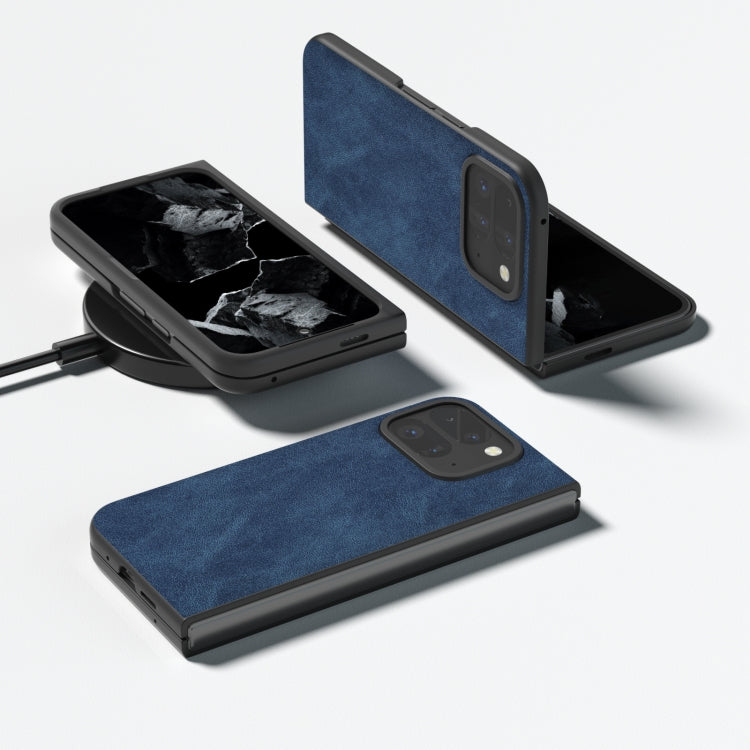 For Google Pixel 9 Pro Fold Black Frame PU Leather Full Coverage Phone Case(Blue) - Google Cases by buy2fix | Online Shopping UK | buy2fix