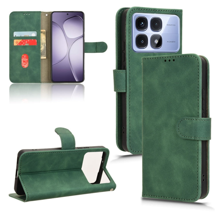 For Redmi K70 Ultra Skin Feel Magnetic Flip Leather Phone Case(Green) - Xiaomi Cases by buy2fix | Online Shopping UK | buy2fix