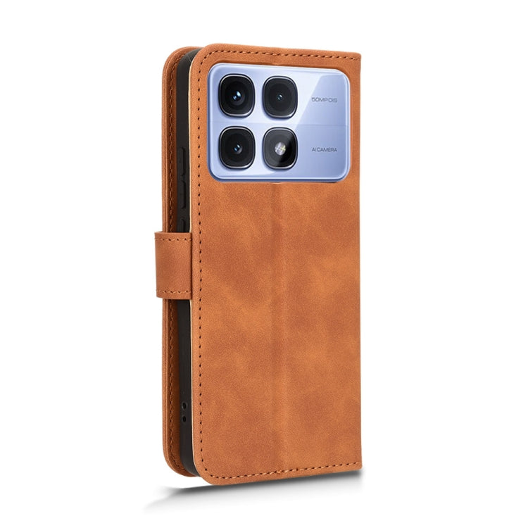 For Redmi K70 Ultra Skin Feel Magnetic Flip Leather Phone Case(Brown) - Xiaomi Cases by buy2fix | Online Shopping UK | buy2fix