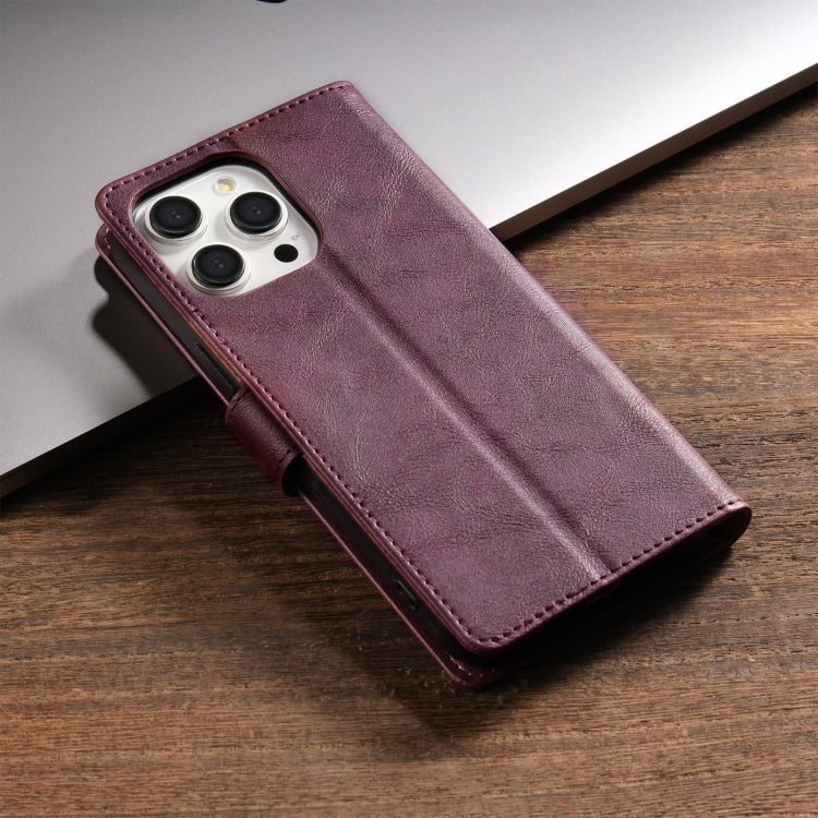 For iPhone 16 Pro N.BEKUS CSJ-P1 Solid Color Leather Phone Case(Wine Red) - iPhone 16 Pro Cases by N.BEKUS | Online Shopping UK | buy2fix