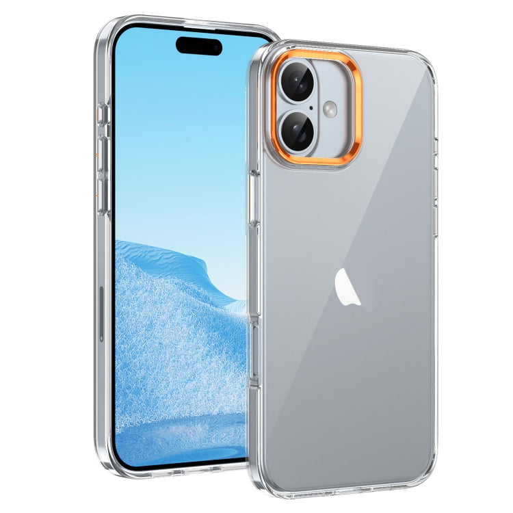 For iPhone 16 Ice Feel HD Transparent PC Full Coverage Phone Case(Orange) - iPhone 16 Cases by buy2fix | Online Shopping UK | buy2fix