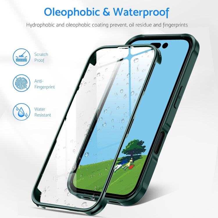 For iPhone 16 Plus Double-sided Plastic Glass Phone Protective Case(Dark Green) - iPhone 16 Plus Cases by buy2fix | Online Shopping UK | buy2fix