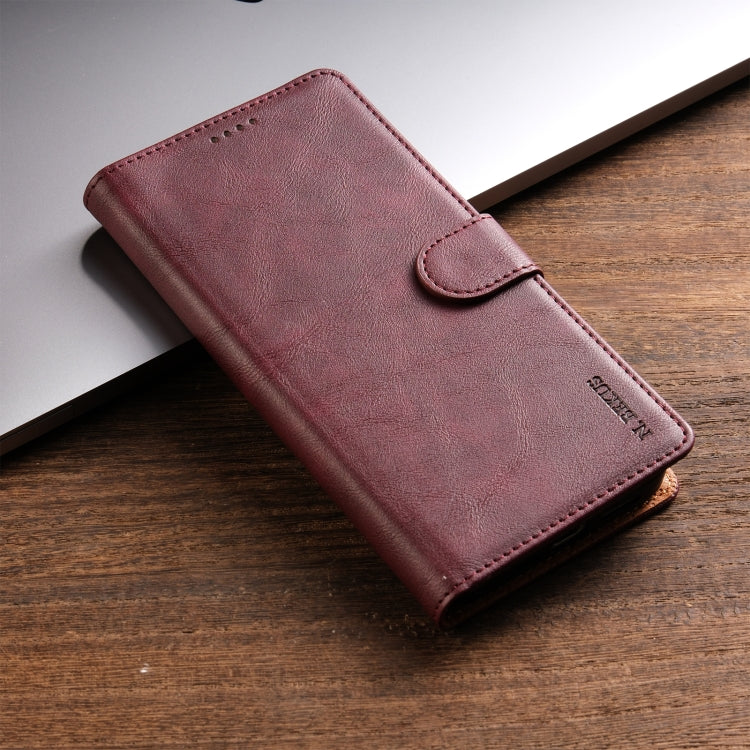 For Motorola Moto G Play 2024 N.BEKUS CSJ-P1 Solid Color Leather Phone Case(Wine Red) - Motorola Cases by N.BEKUS | Online Shopping UK | buy2fix