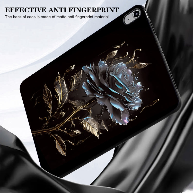 For iPad Air 11 2024 Color Painting Pattern Smart Tablet TPU Case(Black Rose) - iPad Air 11 2024 Cases by buy2fix | Online Shopping UK | buy2fix