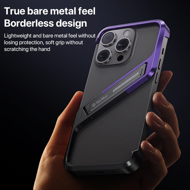 For iPhone 15 Pro Max S-shaped Stand Frameless Metal Phone Case(Black Purple) - iPhone 15 Pro Max Cases by buy2fix | Online Shopping UK | buy2fix