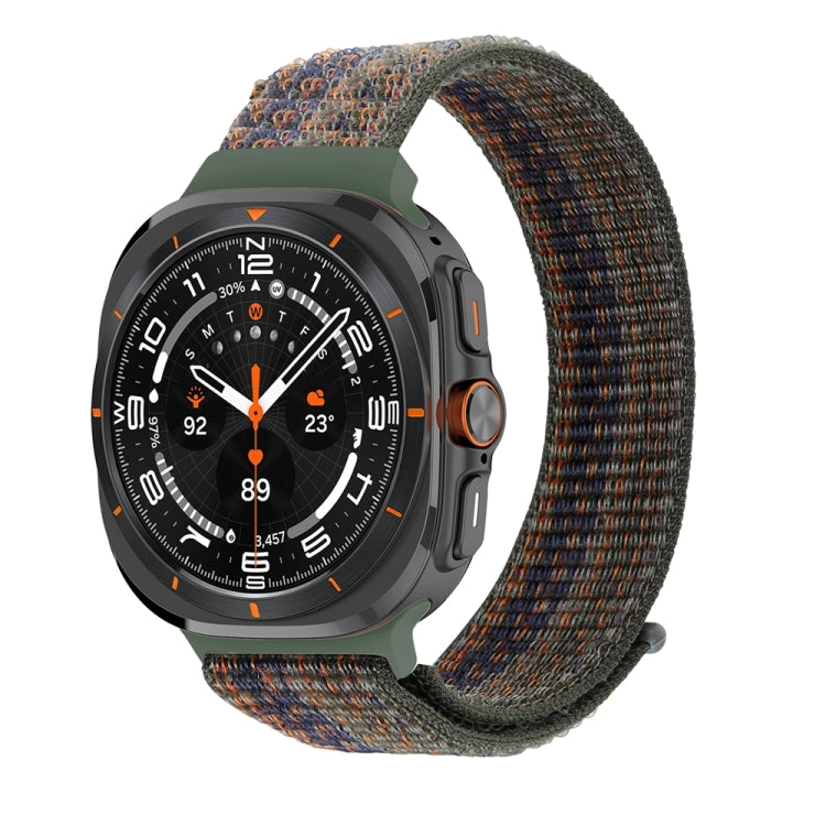 For Samsung Galaxy Watch Ultra 47mm Plastic Connector Nylon Loop Watch Band(Dark Green Orange) - Watch Bands by buy2fix | Online Shopping UK | buy2fix