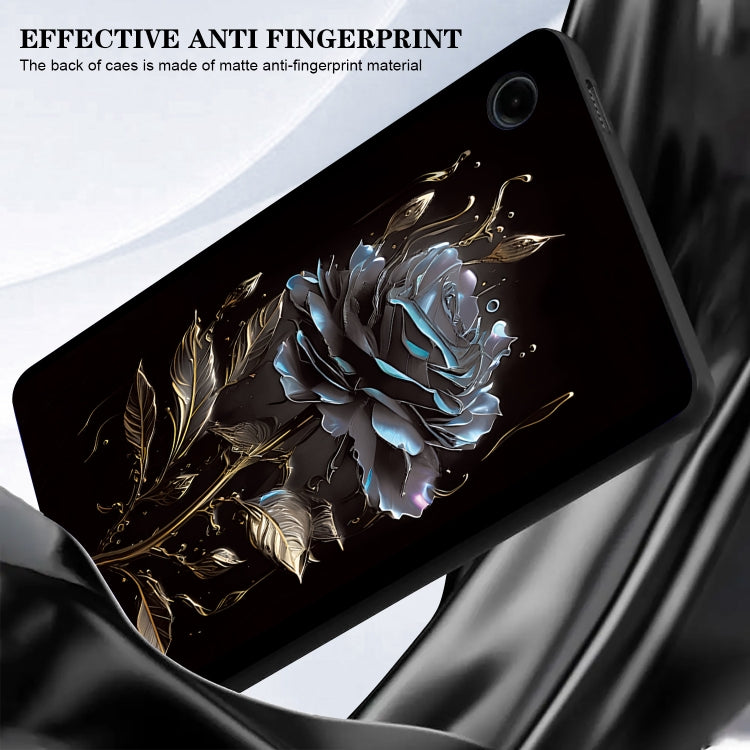 For Samsung Galaxy Tab S9+ / S9 FE+ Color Painting Pattern Smart Tablet TPU Case(Black Rose) - Galaxy Tab S9+ Cases by buy2fix | Online Shopping UK | buy2fix