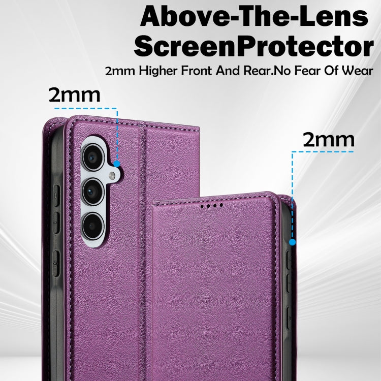 For Samsung Galaxy S24 FE 5G LC.IMEEKE L1 Series Frosted Fine Texture PU Phone Case(Purple) - Galaxy S24 FE 5G Cases by LC.IMEEKE | Online Shopping UK | buy2fix