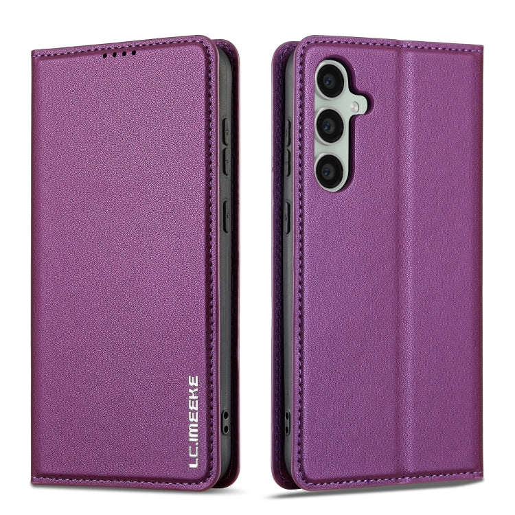 For Samsung Galaxy S24 5G LC.IMEEKE L1 Series Frosted Fine Texture PU Phone Case(Purple) - Galaxy S24 5G Cases by LC.IMEEKE | Online Shopping UK | buy2fix