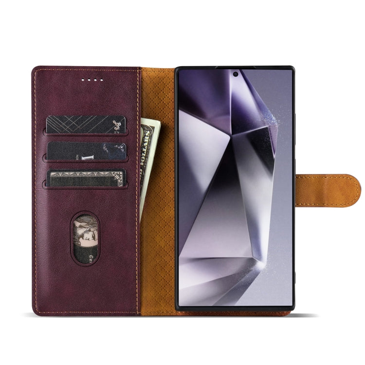 For Samsung Galaxy S23 Ultra 5G N.BEKUS CSJ-P1 Solid Color Leather Phone Case(Wine Red) - Galaxy S23 Ultra 5G Cases by N.BEKUS | Online Shopping UK | buy2fix