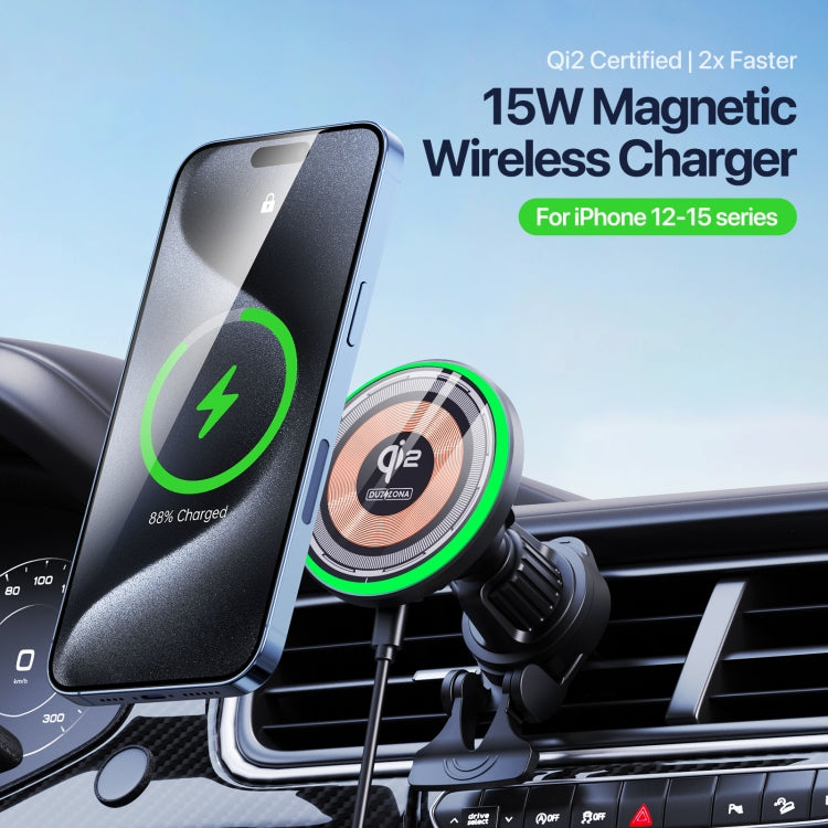 V5 15W Qi2 Air Outlet Car Transparent Magnetic Wireless Charging Holder(Black) - Wireless Charger Holders by buy2fix | Online Shopping UK | buy2fix