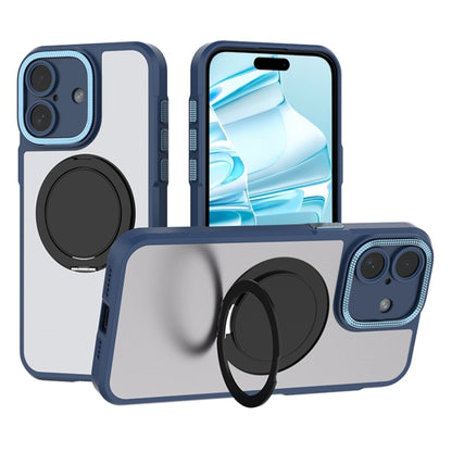 For iPhone 16 Bodyguard Rotating Bracket MagSafe Phone Case(Blue) - iPhone 16 Cases by buy2fix | Online Shopping UK | buy2fix