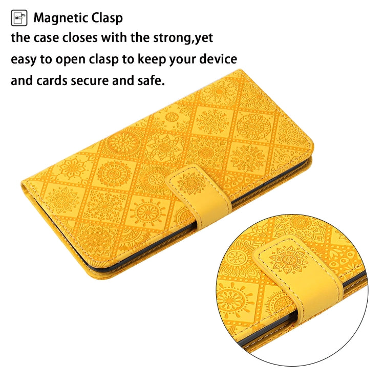 For Samsung Galaxy S25+ 5G Ethnic Style Embossed Pattern Leather Phone Case(Yellow) - Galaxy S25+ 5G Cases by buy2fix | Online Shopping UK | buy2fix