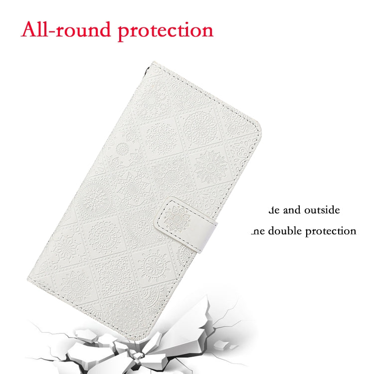 For Samsung Galaxy S25 Ultra 5G Ethnic Style Embossed Pattern Leather Phone Case(White) - Galaxy S25 Ultra 5G Cases by buy2fix | Online Shopping UK | buy2fix