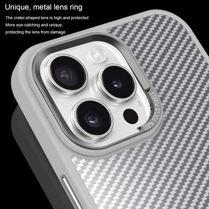 For iPhone 16 Pro Max Carbon Fiber Texture MagSafe Magnetic Shockproof Phone Case(Grey) - iPhone 16 Pro Max Cases by buy2fix | Online Shopping UK | buy2fix