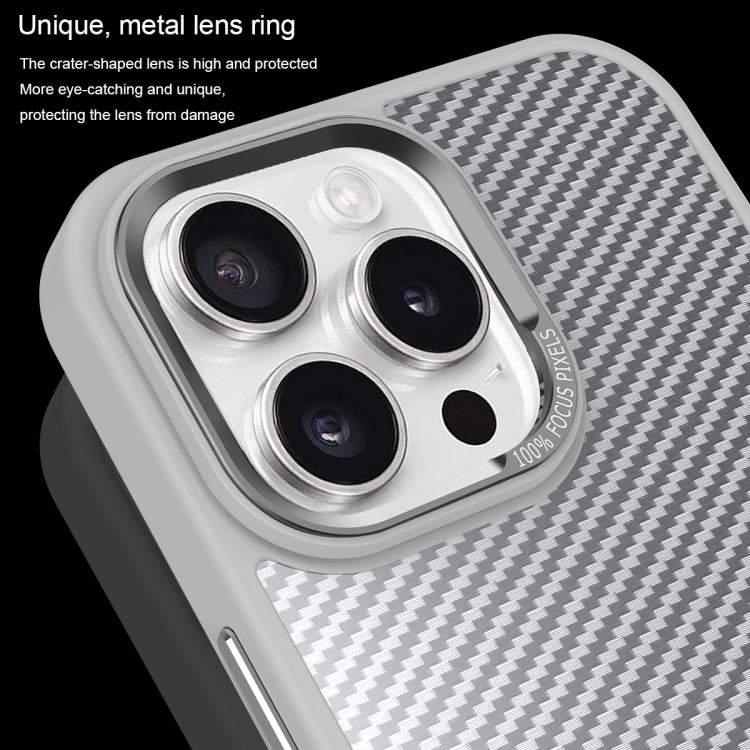 For iPhone 16 Plus Carbon Fiber Texture MagSafe Magnetic Shockproof Phone Case(Grey) - iPhone 16 Plus Cases by buy2fix | Online Shopping UK | buy2fix