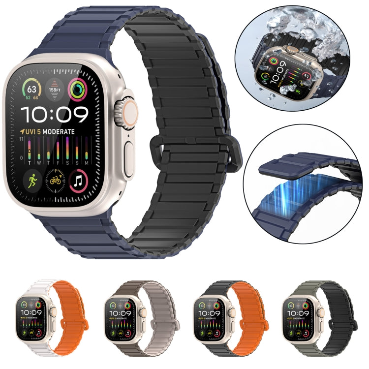 For Apple Watch Series 10 46mm DUX DUCIS KJ Series Magnetic Buckle Silicone Watch Band(Black Green) - Watch Bands by DUX DUCIS | Online Shopping UK | buy2fix