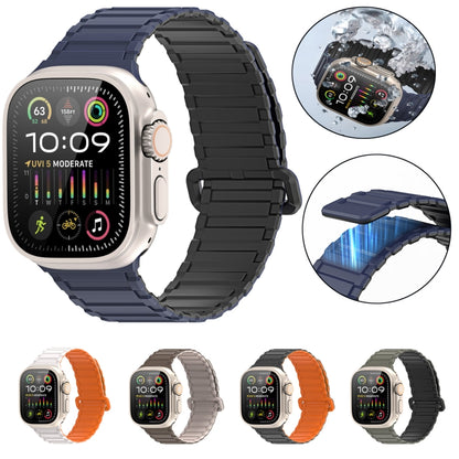 For Apple Watch SE 44mm DUX DUCIS KJ Series Magnetic Buckle Silicone Watch Band(Black Orange) - Watch Bands by DUX DUCIS | Online Shopping UK | buy2fix