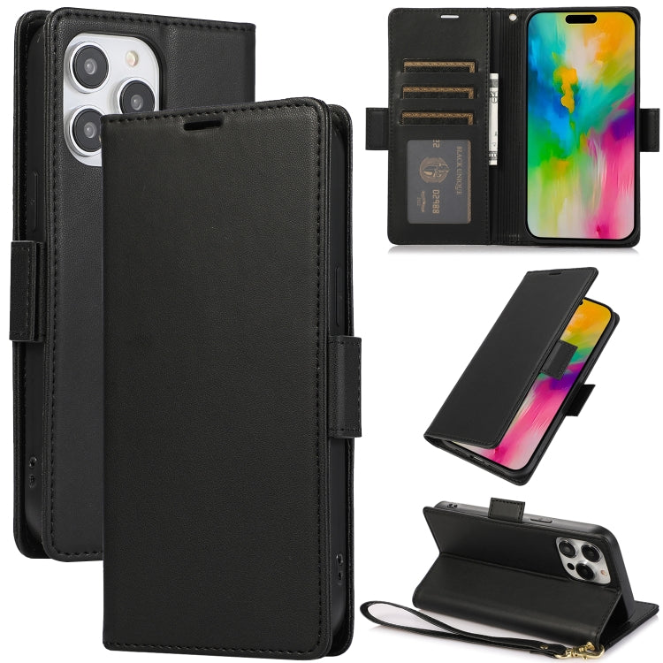 For iPhone 16 Pro Max Side Buckle RFID Anti-theft Leather Phone Case(Black) - iPhone 16 Pro Max Cases by buy2fix | Online Shopping UK | buy2fix