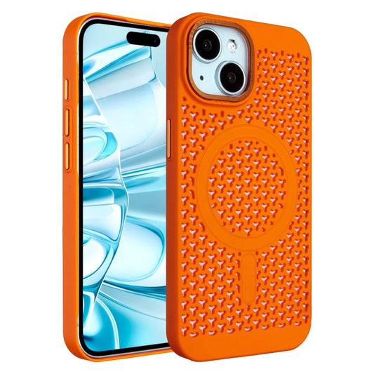 For iPhone 16 Ice Feeling Cooling MagSafe Magnetic Phone Case(Orange) - iPhone 16 Cases by buy2fix | Online Shopping UK | buy2fix