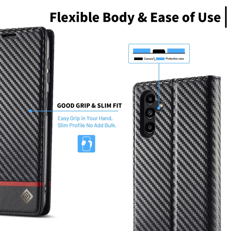 For Samsung Galaxy S24 FE 5G LC.IMEEKE Carbon Fiber Leather Phone Case(Horizontal Black) - Galaxy S24 FE 5G Cases by LC.IMEEKE | Online Shopping UK | buy2fix