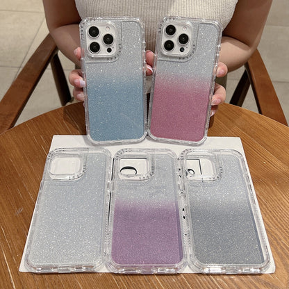 For iPhone 16 TPU + PC + Glitter Paper Full Coverage Phone Case(Purple) - iPhone 16 Cases by buy2fix | Online Shopping UK | buy2fix