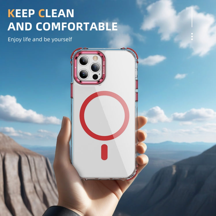 For iPhone 12 Pro Max Rainbow Series Transparent MagSafe Lens Holder Phone Case(Red) - iPhone 12 Pro Max Cases by buy2fix | Online Shopping UK | buy2fix