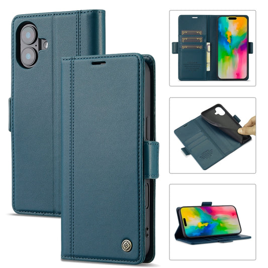 For iPhone 16 Plus LC.IMEEKE Skin-friendly Card Slots Leather Phone Case(Blue) - iPhone 16 Plus Cases by LC.IMEEKE | Online Shopping UK | buy2fix