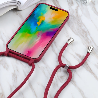 For iPhone 16 Plus Candy Colors TPU Protective Phone Case with Lanyard(Red) - iPhone 16 Plus Cases by buy2fix | Online Shopping UK | buy2fix