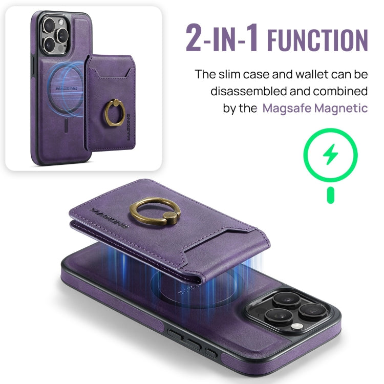 For iPhone 15 Plus DG.MING K1 MagSafe Detachable Wallet RFID Back Cover Phone Case(Purple) - iPhone 15 Plus Cases by DG.MING | Online Shopping UK | buy2fix