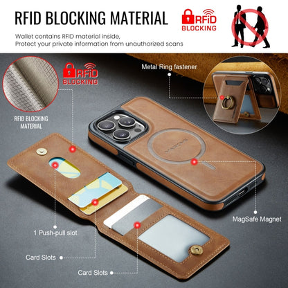 For iPhone 15 DG.MING K1 MagSafe Detachable Wallet RFID Back Cover Phone Case(Brown) - iPhone 15 Cases by DG.MING | Online Shopping UK | buy2fix