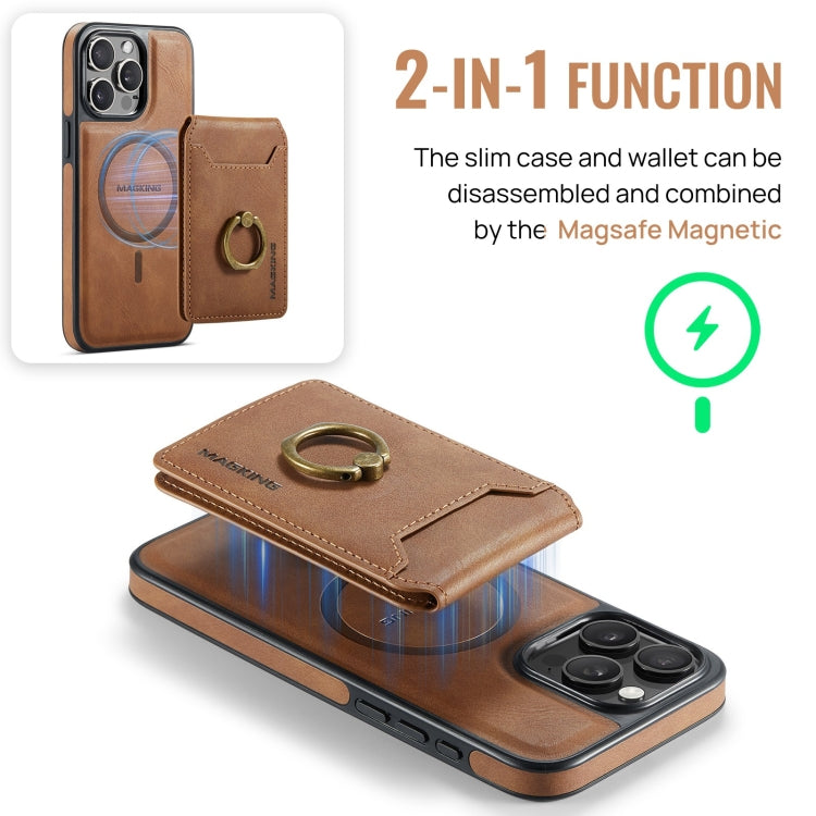 For iPhone 14 DG.MING K1 MagSafe Detachable Wallet RFID Back Cover Phone Case(Brown) - iPhone 14 Cases by DG.MING | Online Shopping UK | buy2fix