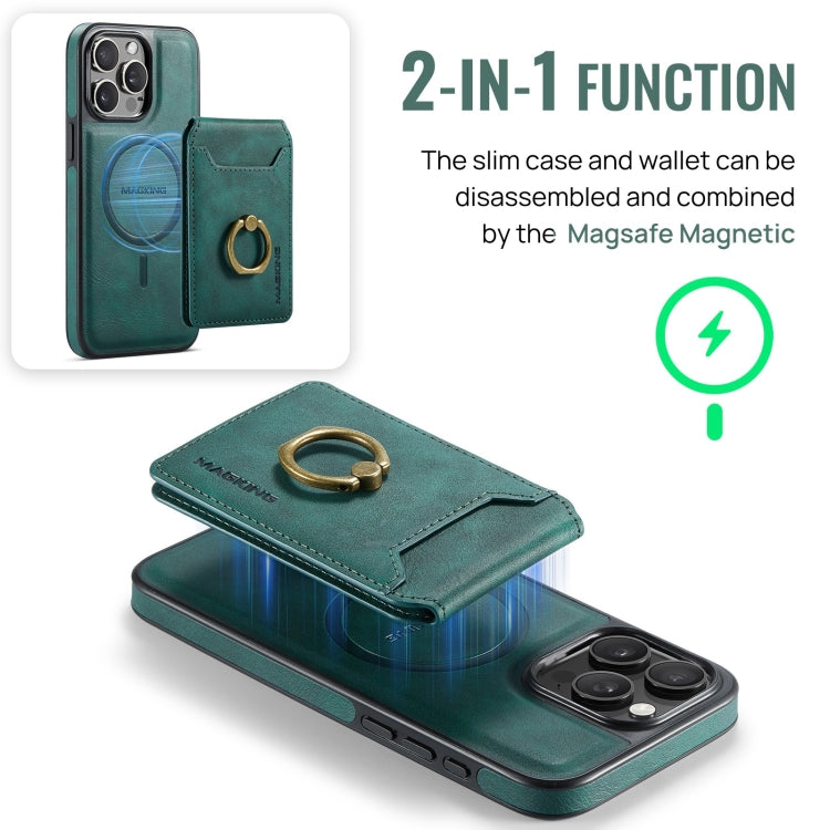 For iPhone 14 DG.MING K1 MagSafe Detachable Wallet RFID Back Cover Phone Case(Green) - iPhone 14 Cases by DG.MING | Online Shopping UK | buy2fix