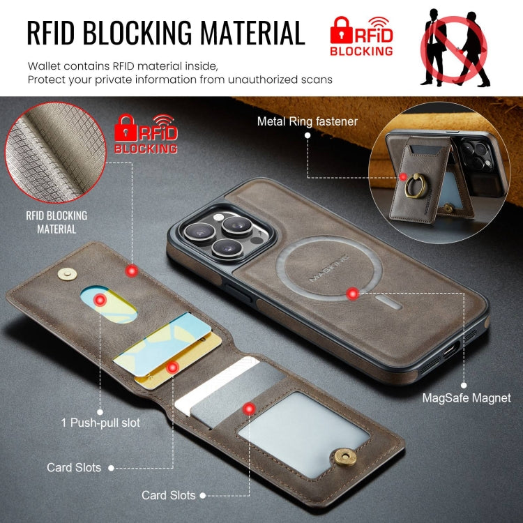 For iPhone 14 Pro Max DG.MING K1 MagSafe Detachable Wallet RFID Back Cover Phone Case(Coffee) - iPhone 14 Pro Max Cases by DG.MING | Online Shopping UK | buy2fix