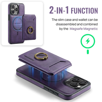 For iPhone 14 Pro Max DG.MING K1 MagSafe Detachable Wallet RFID Back Cover Phone Case(Purple) - iPhone 14 Pro Max Cases by DG.MING | Online Shopping UK | buy2fix