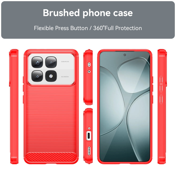 For Redmi K70 Ultra Brushed Texture Carbon Fiber TPU Phone Case(Red) - Xiaomi Cases by buy2fix | Online Shopping UK | buy2fix