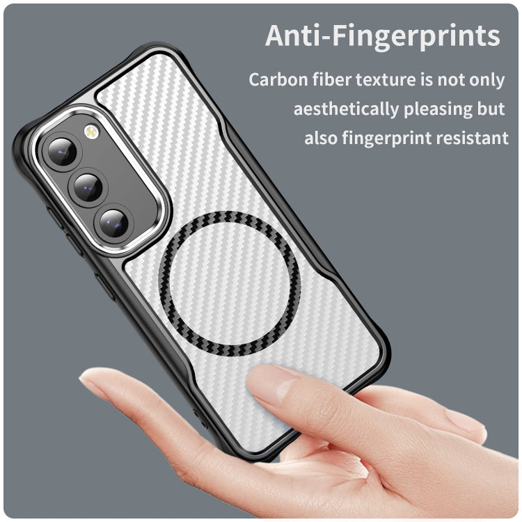 For Samsung Galaxy S23 5G Carbon Fiber Texture MagSafe Translucent Phone Case(Black) - Galaxy S23 5G Cases by buy2fix | Online Shopping UK | buy2fix