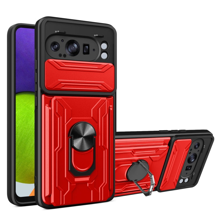 For Google Pixel 9 Pro XL Sliding Camshield TPU+PC Phone Case with Card Slot(Red) - Google Cases by buy2fix | Online Shopping UK | buy2fix