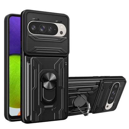 For Google Pixel 9 / 9 Pro Sliding Camshield TPU+PC Phone Case with Card Slot(Black) - Google Cases by buy2fix | Online Shopping UK | buy2fix