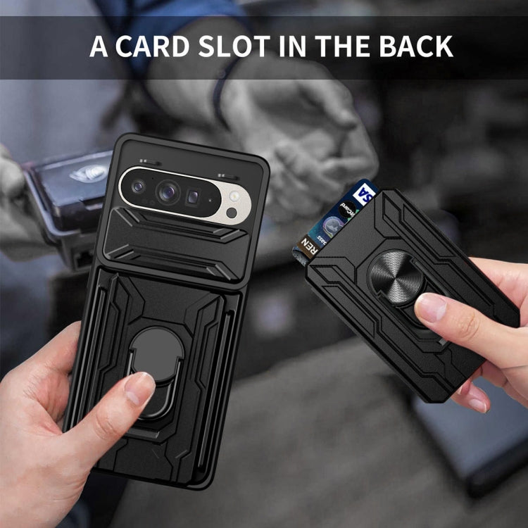 For Google Pixel 9 / 9 Pro Sliding Camshield TPU+PC Phone Case with Card Slot(Black) - Google Cases by buy2fix | Online Shopping UK | buy2fix