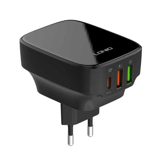 LDNIO Q334 32W Type-C + Dual USB Port Charger with 1m USB-C / Type-C Data Cable, Plug Type:EU Plug(Black) - USB Charger by LDNIO | Online Shopping UK | buy2fix